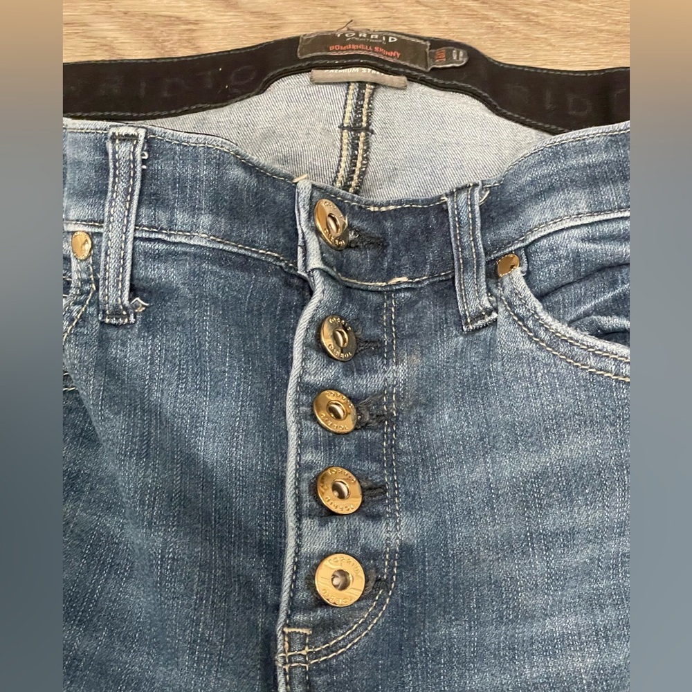 Torrid High Rise Distressed Blue Jeans - Picture 7 of 8